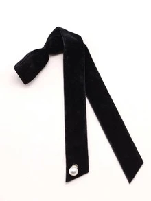 1pc French Style Long Ribbon & Pearl Decor Hair Clip, Elegant & Vintage Headwear For Women, Suitable For Any Occasion