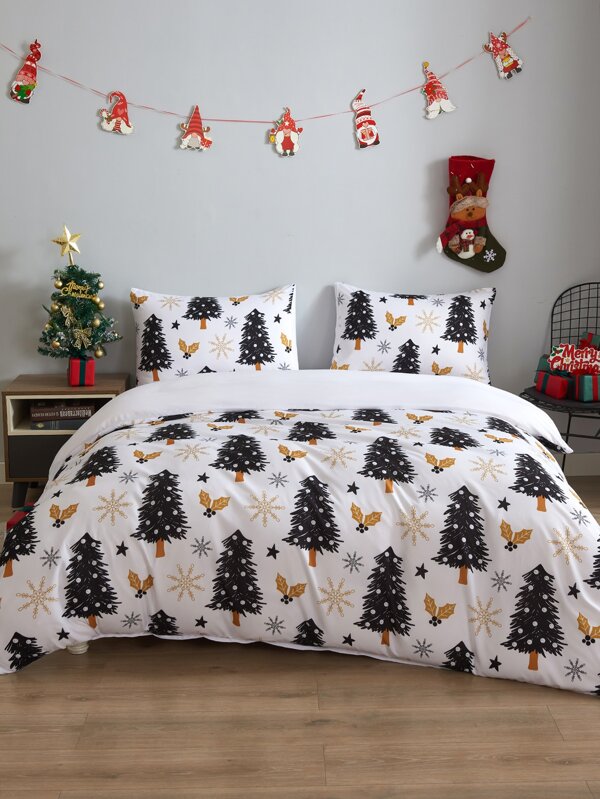 Christmas Tree Pattern Duvet Cover Set Without Filler