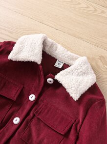 Girls Contrast Borg Collar Jacket & Cami Dress - Multicolor - View 6