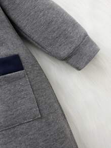 Baby Boy Plaid Bow Contrast Trim Dual Pocket 2 In 1 Jumpsuit - Dark Grey - View 6