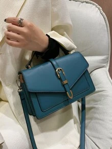 金屬扣翻蓋方包 - 水鴨藍 - 查看 1