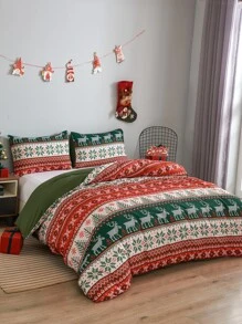 聖誕麋鹿圖案被套套裝不附帶內芯 - 彩色 - 查看 2