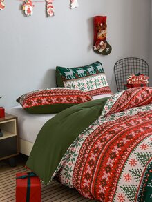 聖誕麋鹿圖案被套套裝不附帶內芯 - 彩色 - 查看 5