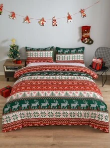 聖誕麋鹿圖案被套套裝不附帶內芯 - 彩色 - 查看 6