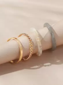 4入組扭結細節戒指 - 彩色 - 查看 2