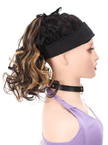 Natural Curly Synthetic Ponytail Hair Extension - Multicolor - View 3