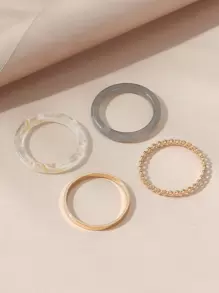 4入組扭結細節戒指 - 彩色 - 查看 3