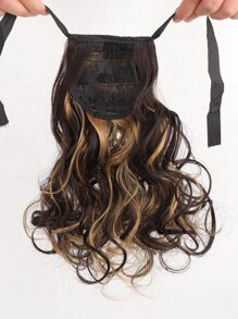Natural Curly Synthetic Ponytail Hair Extension - Multicolor - View 4