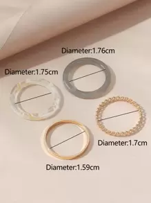 4入組扭結細節戒指 - 彩色 - 查看 4