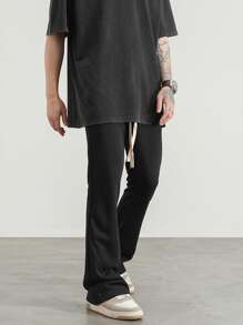 Claim Dot Áo dáng rộng cho nam Dây rút màu trơn Quần bó sát eo Bùng màu đen trơn Đi chơi thường ngày Quà tặng bạn trai - màu đen - Xem 3