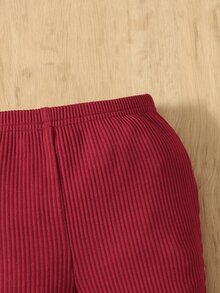 SHEIN 嬰兒素色喇叭褲 - 酒紅色 - 查看 3