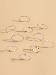 10 peças Anel Decoração de strass