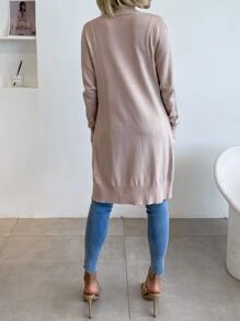 AAmilife Dual Pocket Duster Cardigan - Apricot - View 2