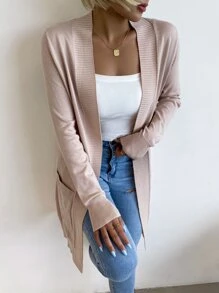 AAmilife Dual Pocket Duster Cardigan - Apricot - View 3