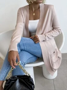 AAmilife Dual Pocket Duster Cardigan - Apricot - View 6