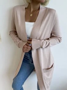 AAmilife Dual Pocket Duster Cardigan - Apricot - View 7