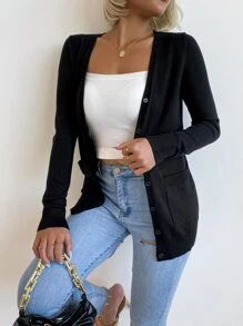 AAmilife 雙口袋前紐扣開襟衫 - 黑色 - 查看 3