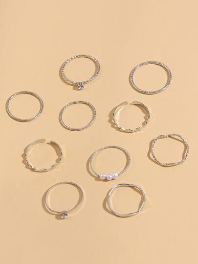 DAZY 10 pcs Cincin Dekorasi Berlian Imitasi