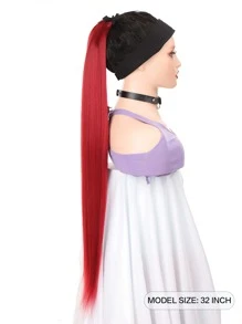 長款直筒合成纖維接髮 - 紅色 - 查看 2