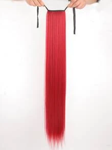 長款直筒合成纖維接髮 - 紅色 - 查看 3