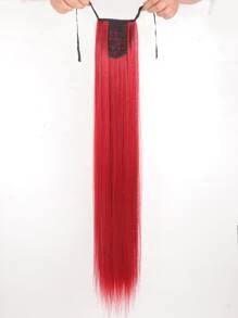 長款直筒合成纖維接髮 - 紅色 - 查看 4