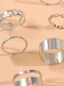 10入組鏈條設計戒指 - 銀色 - 查看 3