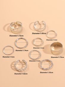 10入組鏈條設計戒指 - 銀色 - 查看 4