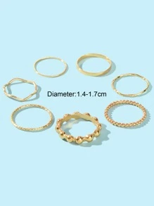 7pcs Twist Detail Ring - Yellow Gold - View 5