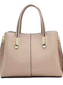 Dedoo 新款荔枝纹女士手提包，配有肩带，商务休闲两用，适合办公室、商务和工作场合，是日常优雅和特殊场合的理想之选。 - 卡其色 - 查看 8