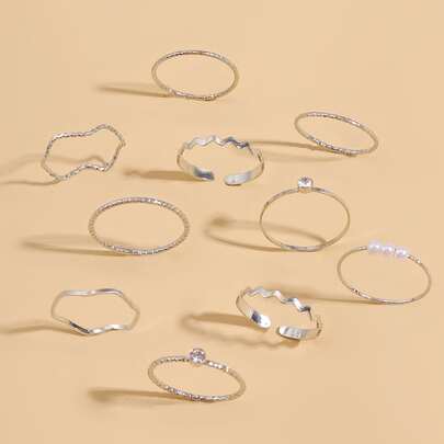 10入組水鑽裝飾戒指