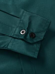 Manfinity Mode Men Button Front Solid Shirt - Dark Green - View 6