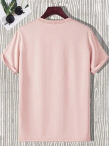 Manfinity Homme 男士鴨子刺繡T恤 - 淺粉色 - 查看 2
