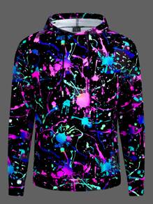 GENTILAND 男士反光圖案印花抽繩連帽衫 - 彩色 - 查看 7