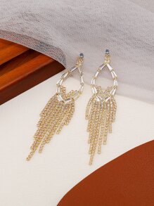 Cubic Zirconia Tassel Drop Earrings - Multicolor - View 2