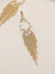 Cubic Zirconia Tassel Drop Earrings - Multicolor - View 3