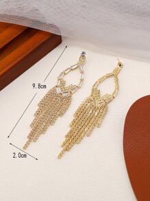 Cubic Zirconia Tassel Drop Earrings - Multicolor - View 4