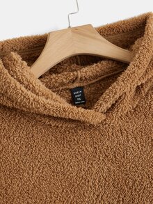 SHEIN EZwear 大碼袋鼠口袋毛絨帽衫