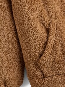 SHEIN EZwear 大碼袋鼠口袋毛絨帽衫