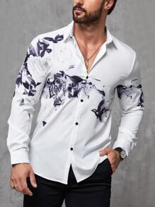 Manfinity Men Tiger Print Shirt - White - View 2