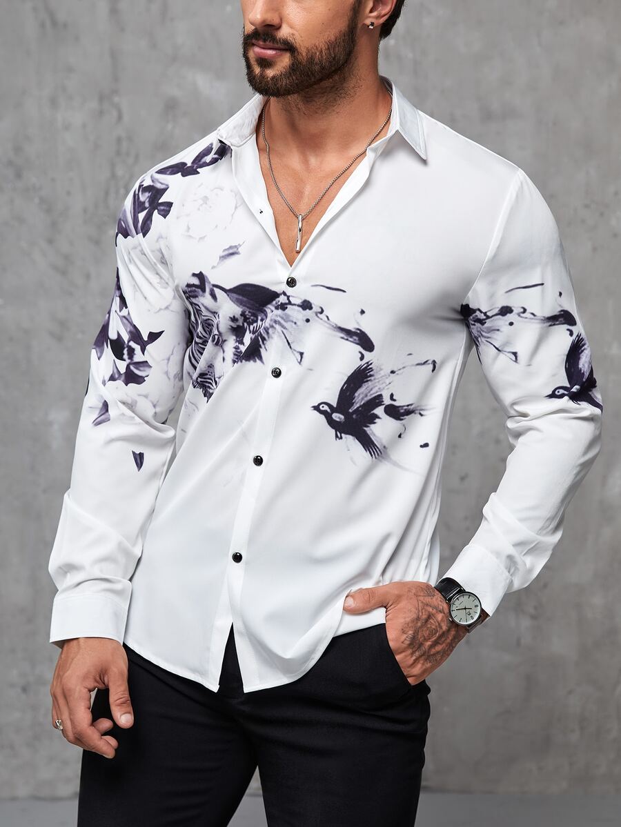 Manfinity Men Tiger Print Shirt - White - View 1