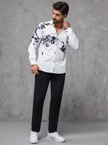 Manfinity Men Tiger Print Shirt - White - View 6