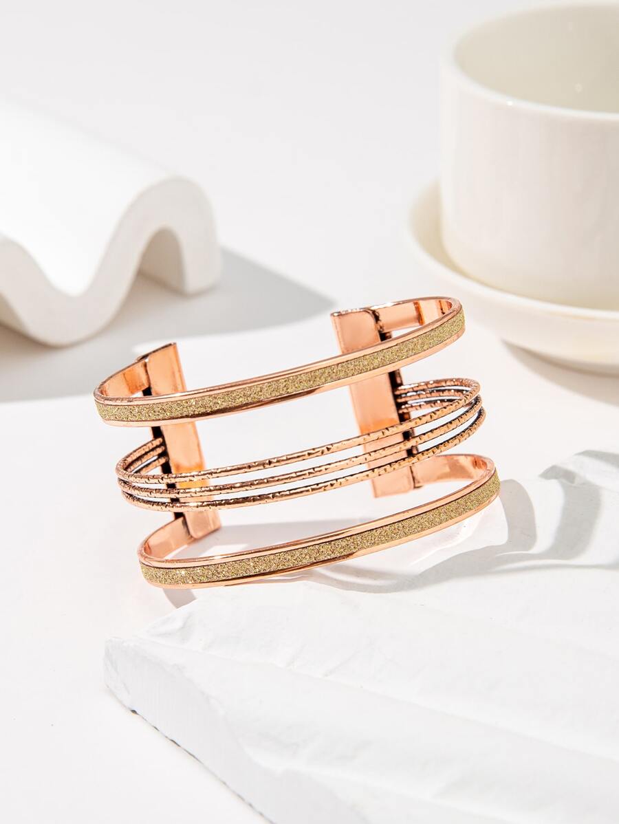 亮片細節開口手鐲 - 金黃色 - 查看 1