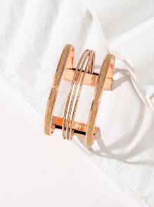 亮片細節開口手鐲 - 金黃色 - 查看 2