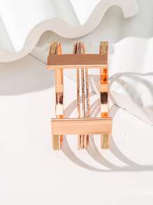 亮片細節開口手鐲 - 金黃色 - 查看 3