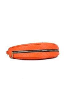 Neon-orange Braided Textured Saddle Bag - Orange - View 4