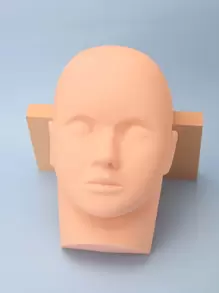 1pc Closed Eyes Microblading Eyebrow Embroidery Eyelash Extension Silicone Practice Head Model - Apricot - View 1