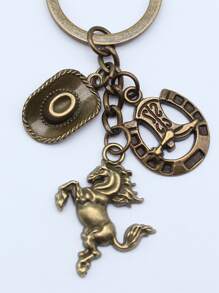 Street Horse & Cowboy Hat Charm Keychain Car Accessories Bag Charm Backpack For School Cute Goth Y2k - Bronze - View 6