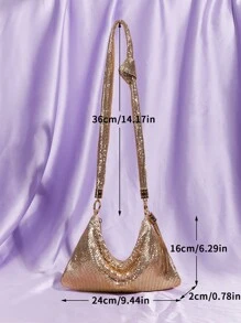 輕盈、便攜式休閒、時尚亮片裝飾結細節晚宴包、完美新娘錢包適合婚禮、舞會和派對活動，適合女孩、女士、大學生、新秀和白領秋季、冬季必備，適合工作、辦公室、通勤、適合秋冬、戶外 - 金色 - 查看 4