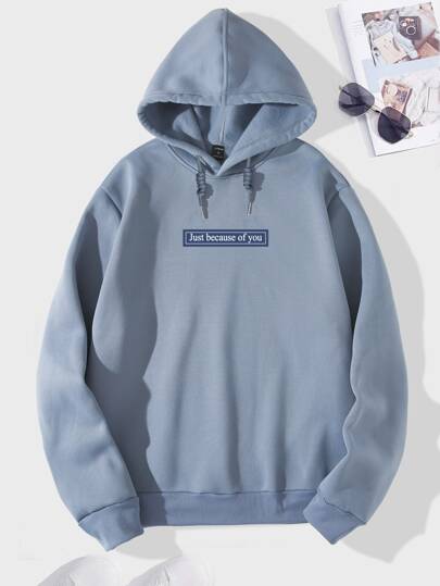 Manfinity EZcore Guys Slogan Graphic Drawstring Thermal Lined Hoodie