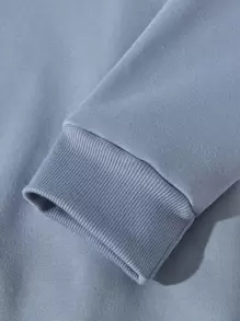 Manfinity Men 1 PC Letter Graphic Drawstring Thermal Lined Hoodie - Dusty Blue - View 6